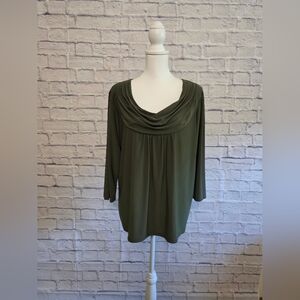 Chic Olive Cowl Neck Blouse